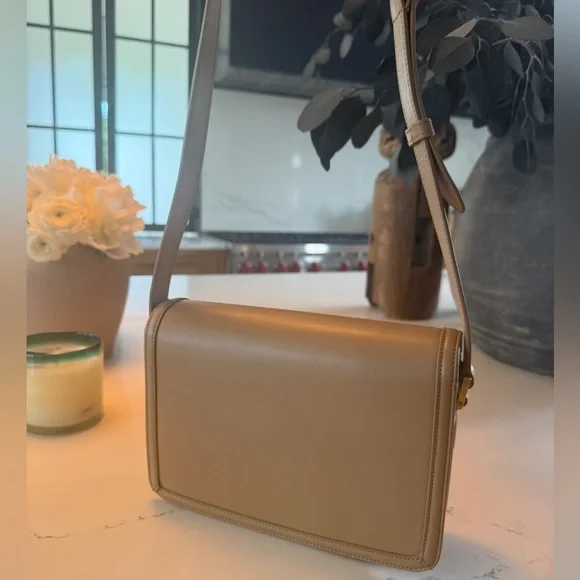 YSL Bags | YSL Calfskin Monogram Solferino Med Tan Crossbody Bag | Disco Color - Picture 9 of 16